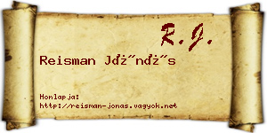 Reisman Jónás névjegykártya